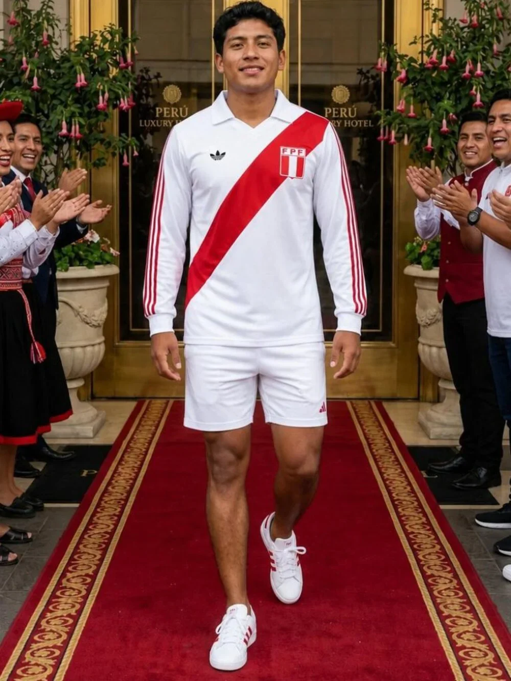 Adidas Men's Peru FPF 10 Jersey JI7634 White/Red Size XL Retro Soccer Shirt